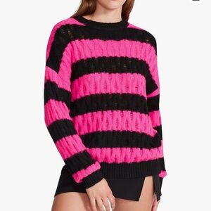 Steve Madden Striped Karli sweater in pink-glo